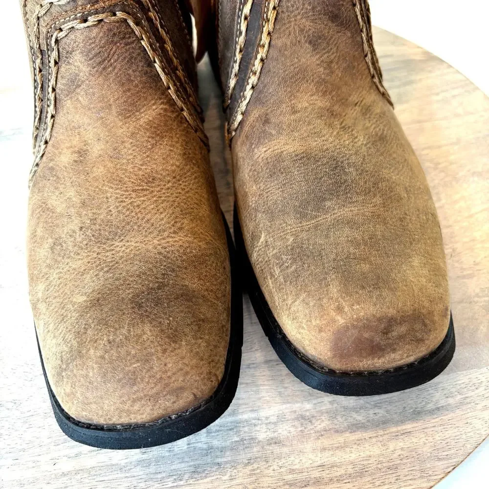 Bed Stu Revolution Boots Men's Sz 10 Tan Brown Distressed Leather Side Zip NIB